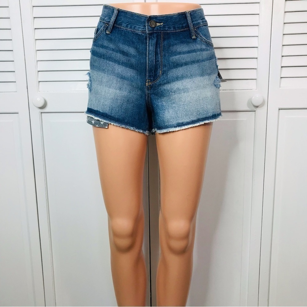 2/$25 OLD NAVY Blue Denim Distressed Low Rise Shorts Size 8
